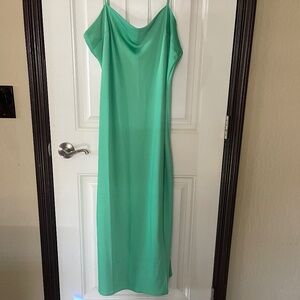 Green slip dress